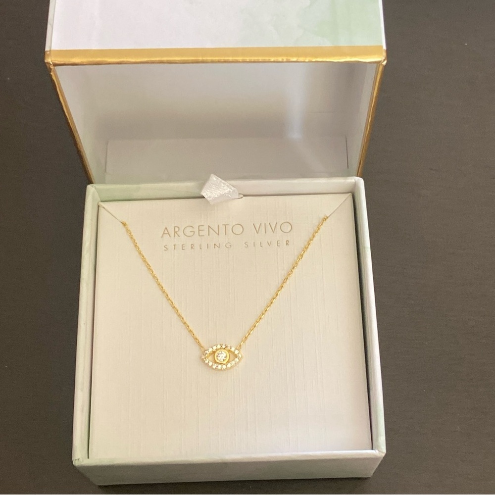 Argento Vivo Sterling Silver Pavé Cubic Zirconia Evil Eye Pendant Necklace